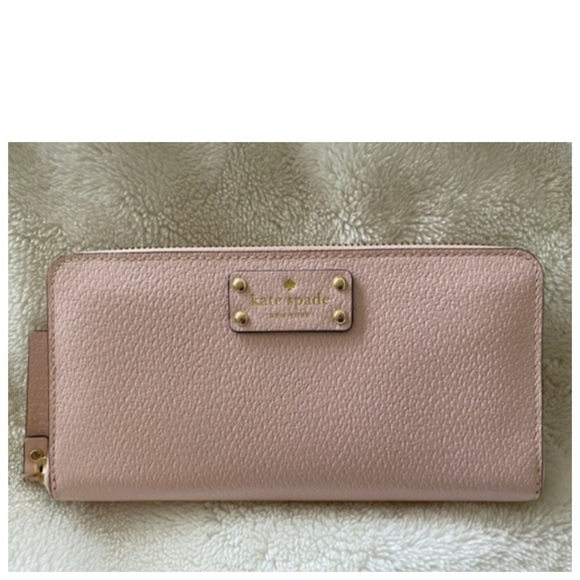 NEW Kate Spade Neda Grove Street Leather Zip Around Wallet Almondine - Picture 2 of 16